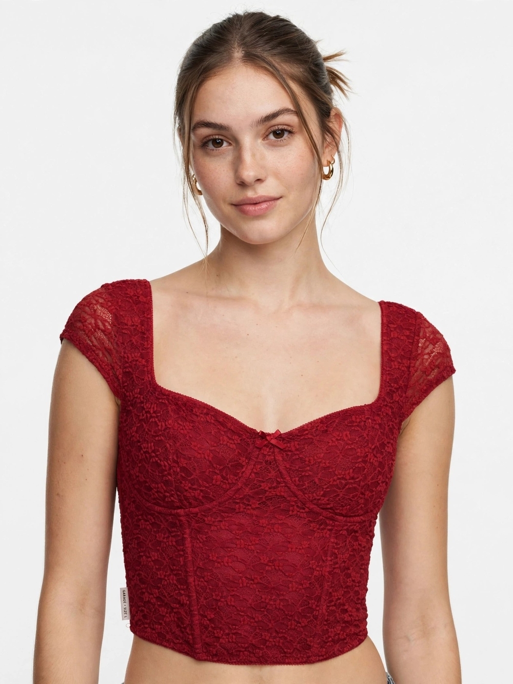 Garage Red Lace Crop Bustier Top - Women